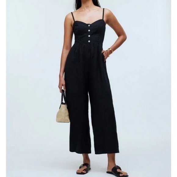 Madewell Pants - Madewell Wide-Leg Jumpsuit 100% Linen Sample in Black - Size 18W - NWOT